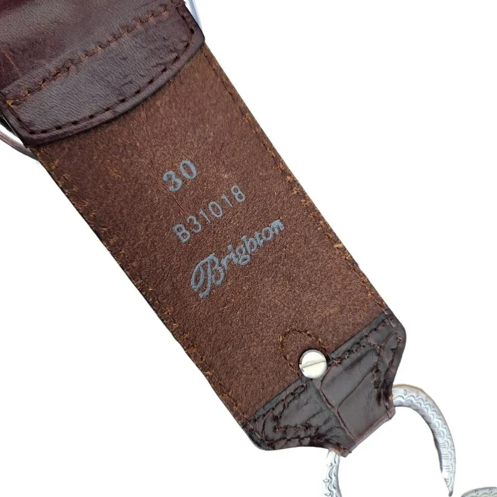 Brighton Leather Western Belt‎ Women’s Size 30 Brown Chain Link Hippie Boho